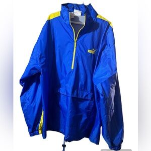 Vintage Puma 1/4 Zip Pullover Windbreaker Track Jacket Blue/Yellow Men’s Size XL